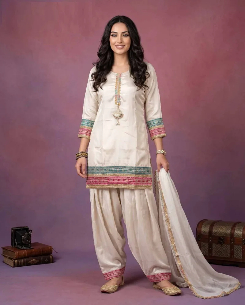 K 1328 By Naisha Roman Glass Gota Patti Farshi Salwar Kameez 